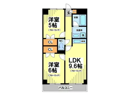 フレアつつじケ丘(2LDK/3階)の間取り写真