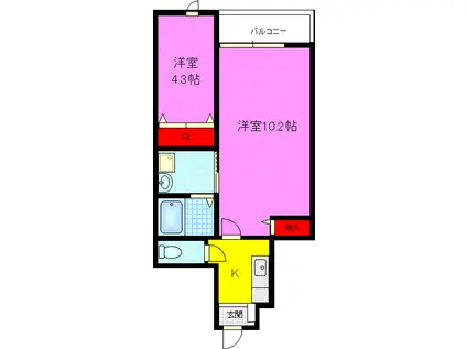 モデッサ司(2K/1階)の間取り写真