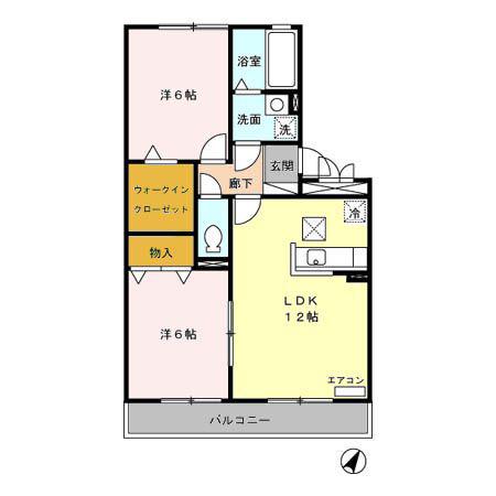 パストラルK-3(2LDK/1階)の間取り写真
