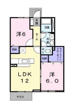 フォンテーヌC(2LDK/1階)の間取り写真