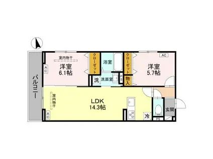 D-RESISIA大橋(2LDK/2階)の間取り写真