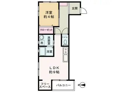 ユゥ&ミィ金山駅前G棟(1LDK/1階)の間取り写真