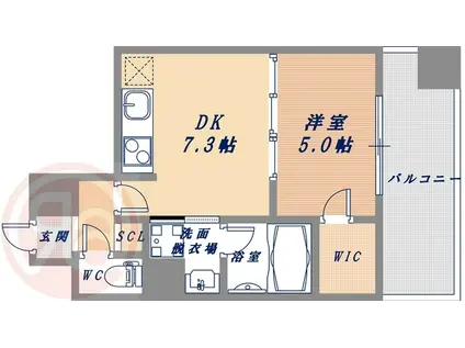 レジディア心斎橋ウエスト(1DK/11階)の間取り写真