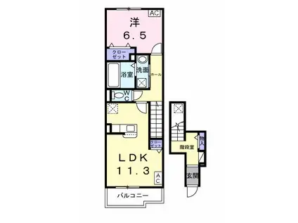 コントレイル(1LDK/2階)の間取り写真