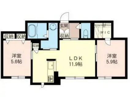 エスポワール(2LDK/1階)の間取り写真