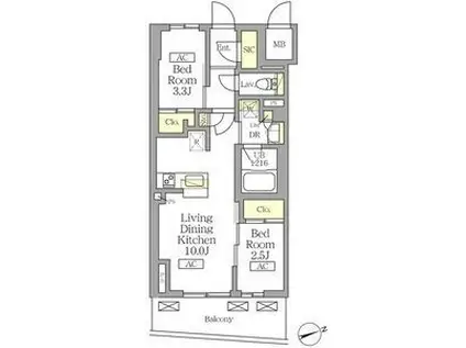 テラス北千住(2LDK/5階)の間取り写真