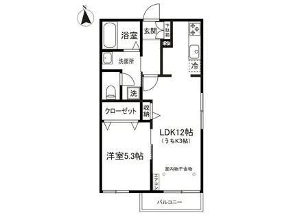 ベル グリーン(1LDK/2階)の間取り写真