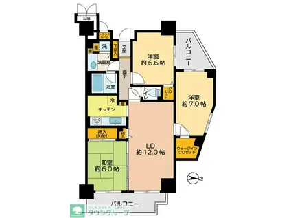 TA ベルシャトウ立川(3LDK/15階)の間取り写真