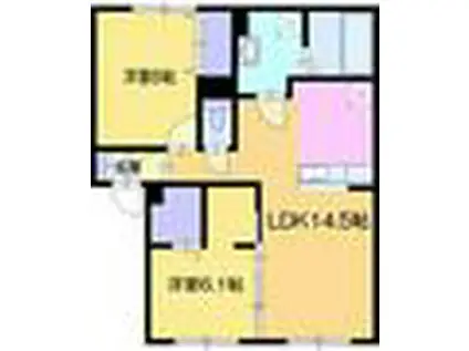 LSハイムII(2LDK/2階)の間取り写真