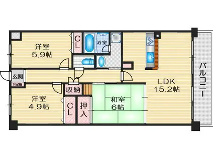 サンスーシ南千里(3LDK/1階)の間取り写真