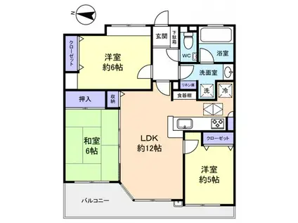 レクセルマンション勝田台(3LDK/1階)の間取り写真