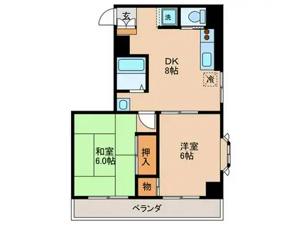 ライラックハイヴ(2DK/2階)の間取り写真