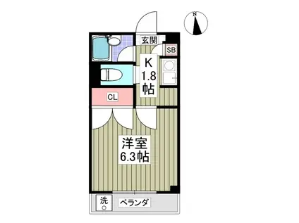 レジデンスTOYOUKE江曽島(1K/1階)の間取り写真