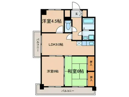 扶桑ハイツ(3LDK/3階)の間取り写真