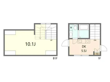 コンテル旗の台(1DK/1階)の間取り写真