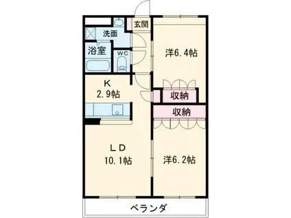 サンハイツ(2LDK/1階)の間取り写真