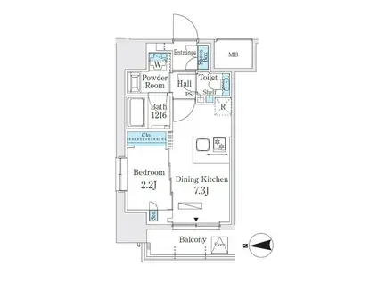 ヴィークブライト湯島(1DK/8階)の間取り写真