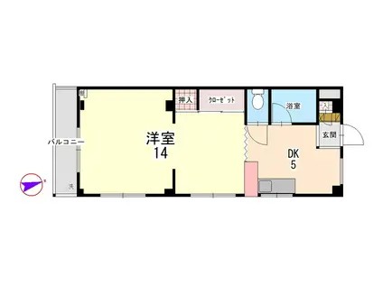 佐藤ビル(1DK/2階)の間取り写真