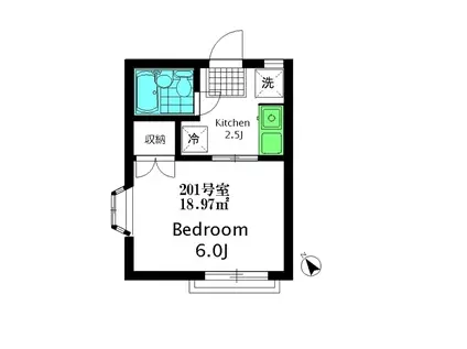 メゾン山本(1K/2階)の間取り写真