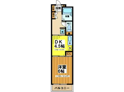 プランドール森戸(1DK/3階)の間取り写真