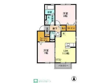 アルカディア四街道(2LDK/2階)の間取り写真