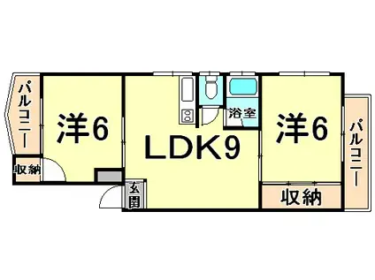 甲子園サニーハイツ(2DK/3階)の間取り写真