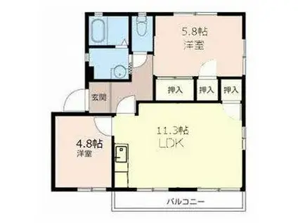 フレグランス松江(2LDK/2階)の間取り写真