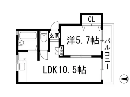 ハイツ77パート1(1LDK/2階)の間取り写真