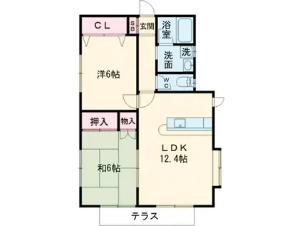 ＪＲ五日市線 秋川駅 徒歩9分 2階建 築26年(2LDK/1階)の間取り写真