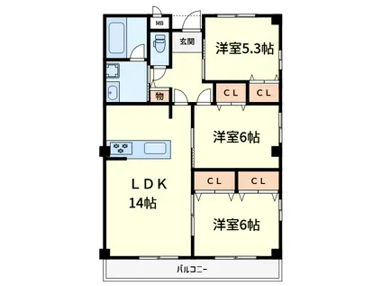グリーンコーポ(3LDK/1階)の間取り写真