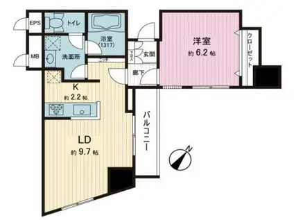 カテリーナ代々木プレイス(1LDK/6階)の間取り写真