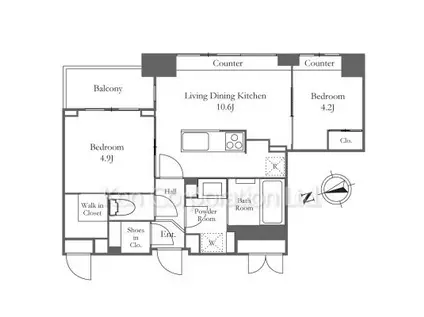 プライマル品川大井町(2LDK/3階)の間取り写真
