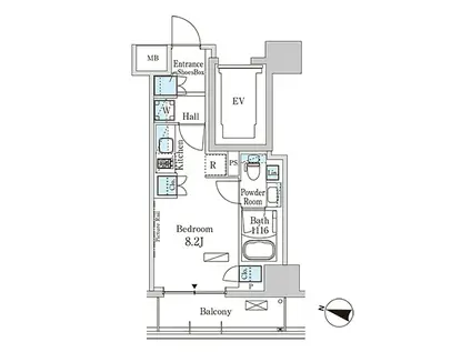 URBAN FLATS北上(1DK/3階)の間取り写真