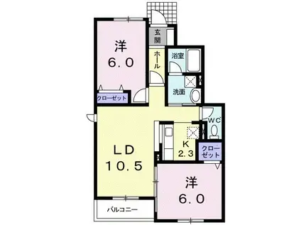 キャトルセゾンC(2LDK/1階)の間取り写真