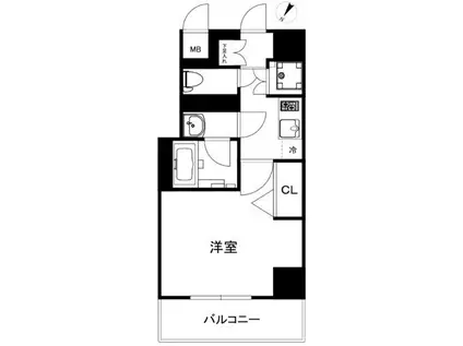 ハーモニーレジデンス田町(1K/4階)の間取り写真