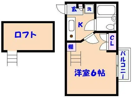 ジュネパレス市川第24-C(1K/2階)の間取り写真
