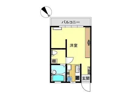 バンハウスA棟(ワンルーム/1階)の間取り写真