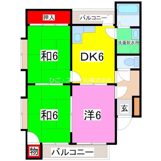 ヴィラソレイユ(3DK/2階)の間取り写真