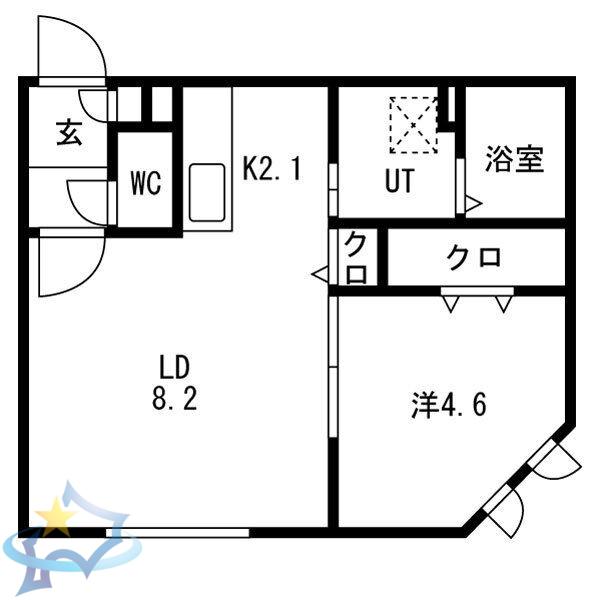 PROGRACE S19(1LDK/3階)の間取り写真