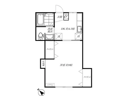 サンイースト学芸大学(1DK/1階)の間取り写真