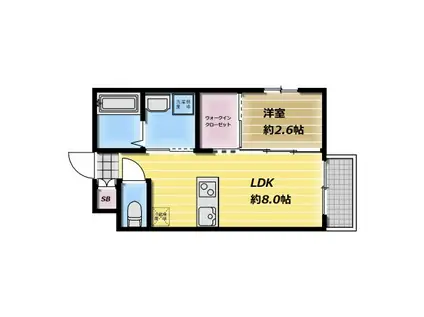 リアコート近大南I(1LDK/2階)の間取り写真