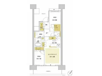 HARUMI FLAG PARKVILLAGE F棟(2LDK/5階)の間取り写真