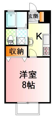 アンビシャス(1K/2階)の間取り写真