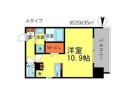 アドバンス大阪城アンジュ(ワンルーム/6階)の間取り写真