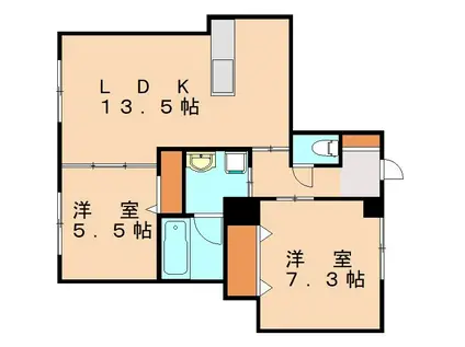 アルテミスヴィラ春日(2LDK/3階)の間取り写真