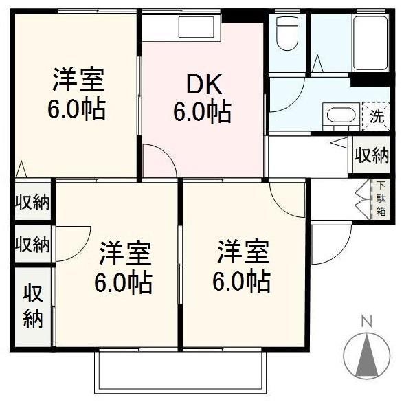 メゾンパークスA・B(3DK/1階)の間取り写真