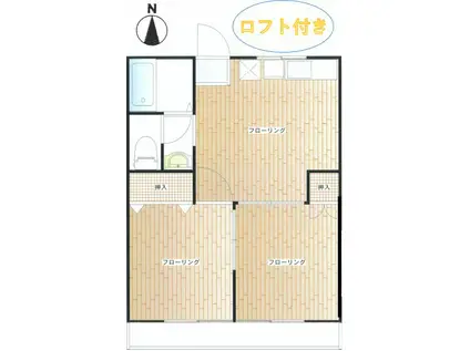 カサデベルデ(2DK/2階)の間取り写真