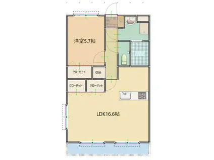 林マンションF(1LDK/3階)の間取り写真