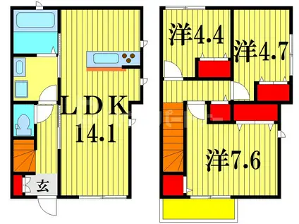 カーサビアンカ須和田(3LDK/2階)の間取り写真