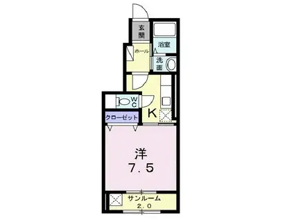 ヴィアマーレ(1K/1階)の間取り写真